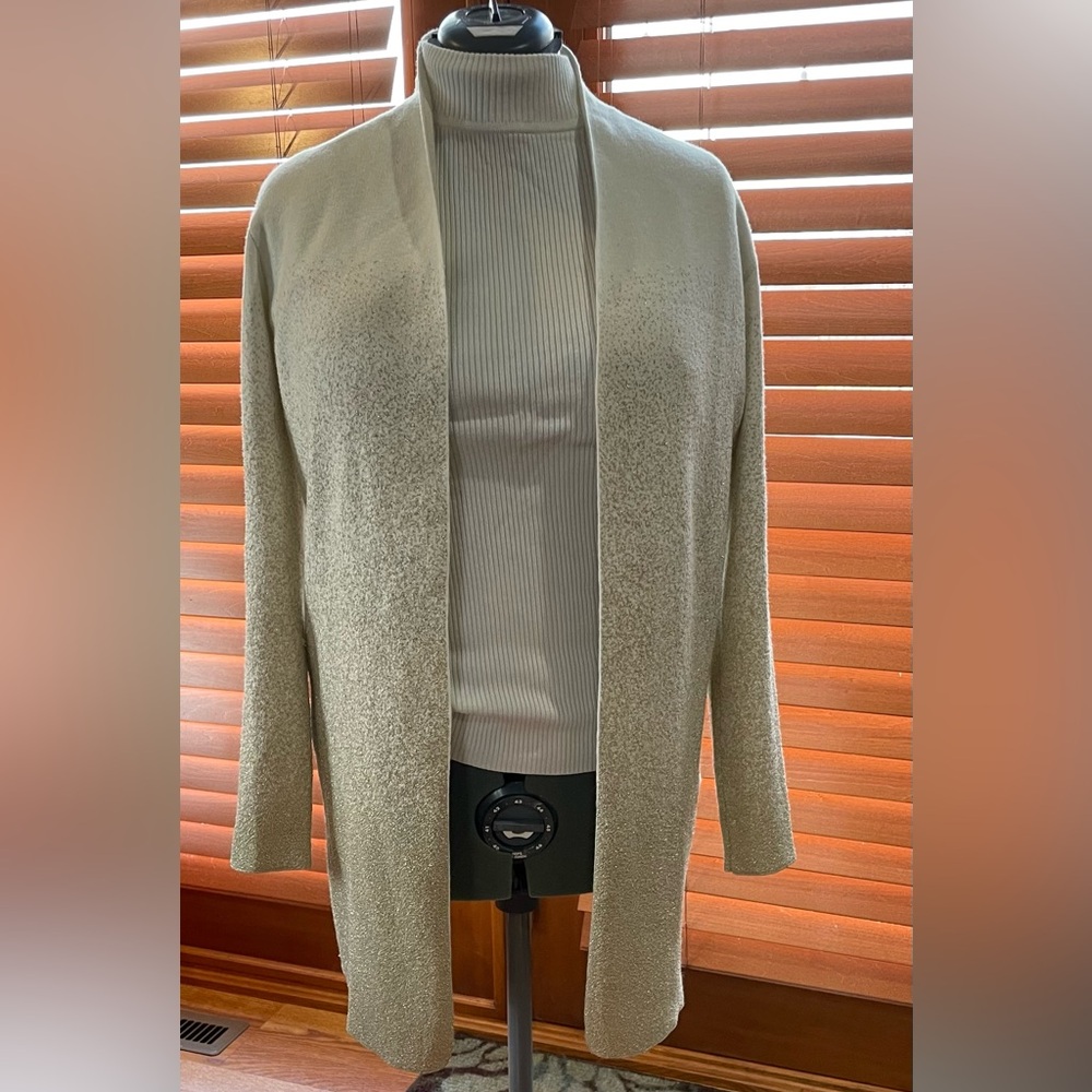 Ivory and gold metallic ombré cardigan